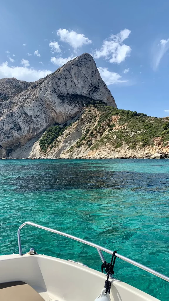 View of the Calpe coastline from a Quicksilver boat with the Pe&ntilde;&oacute;n de Ifach in the foreground on the Costa Blanca