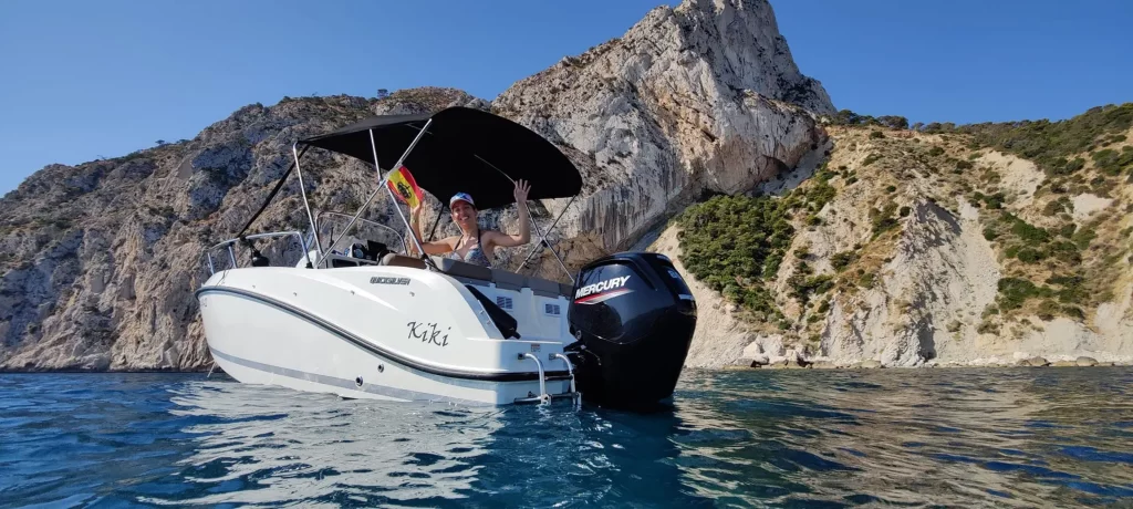 Quicksilver 505 Open boat named Kiki navigating in the waters of the Costa Blanca during a boat trip