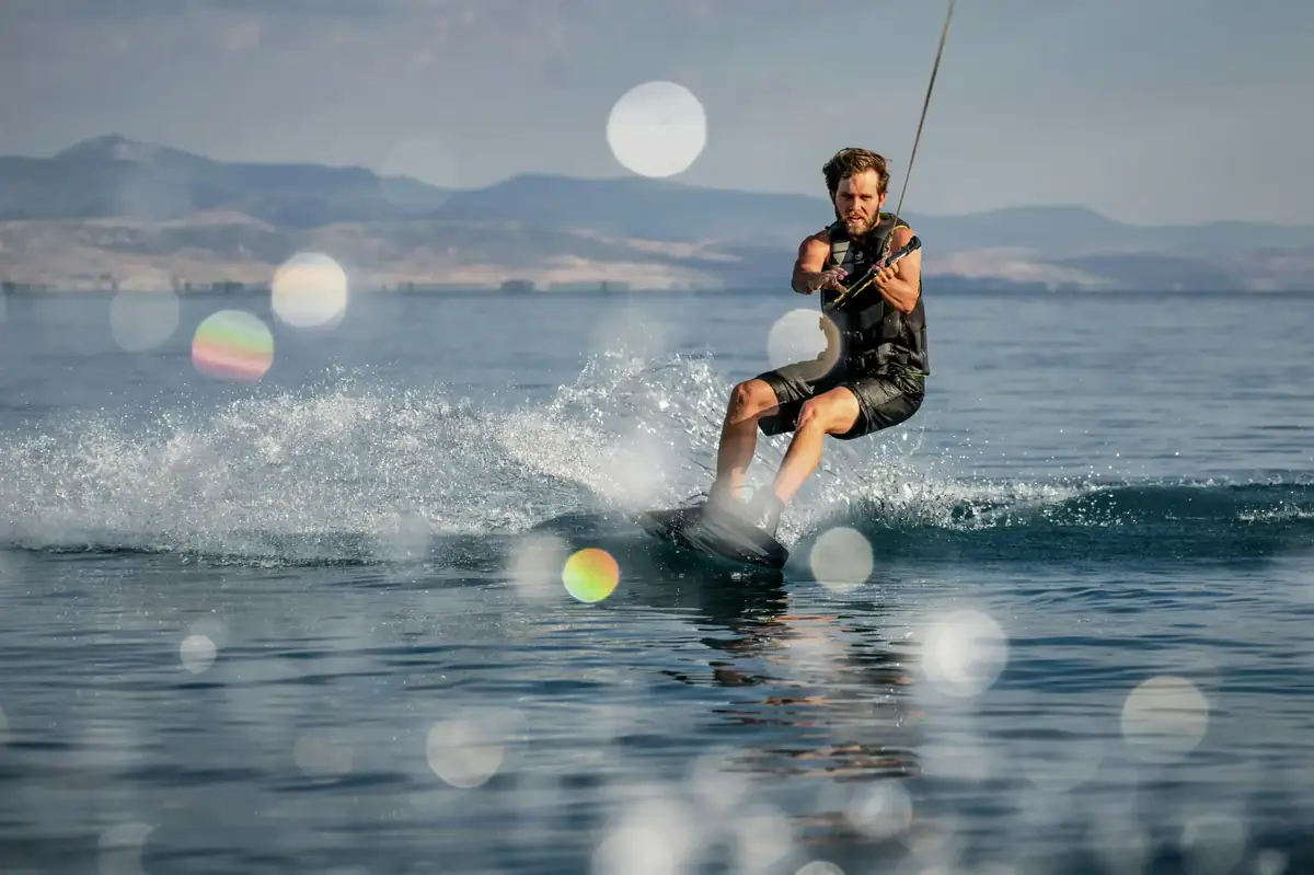 Man wakeboarding from boat in Altea - water activities Costa Blanca